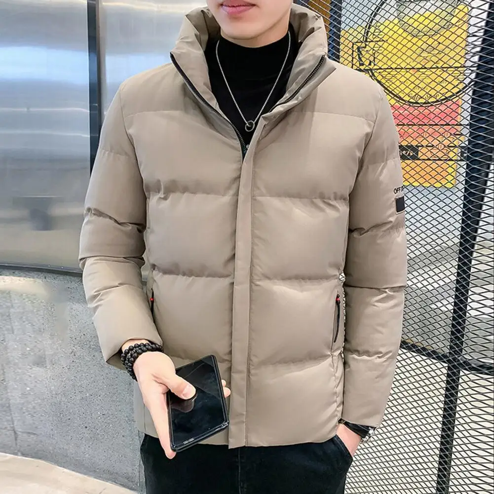Stylish Men Coat Letter Embroidery Man Coldproof Zipper Jacket  Super Soft Men Winter Jacket for Daily  Wear
