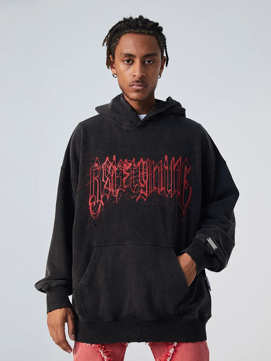 

Men's Streetwear distressed Hoodie Couple style Y2K retro hoodie Oversized sweatshirt Gothic hoodies women R69