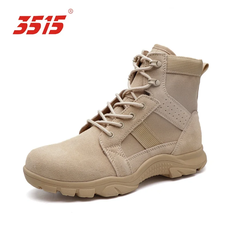 

3515 medium top sand color outdoor boots wear non slip lace-up cargo shoes men's hiking shoes