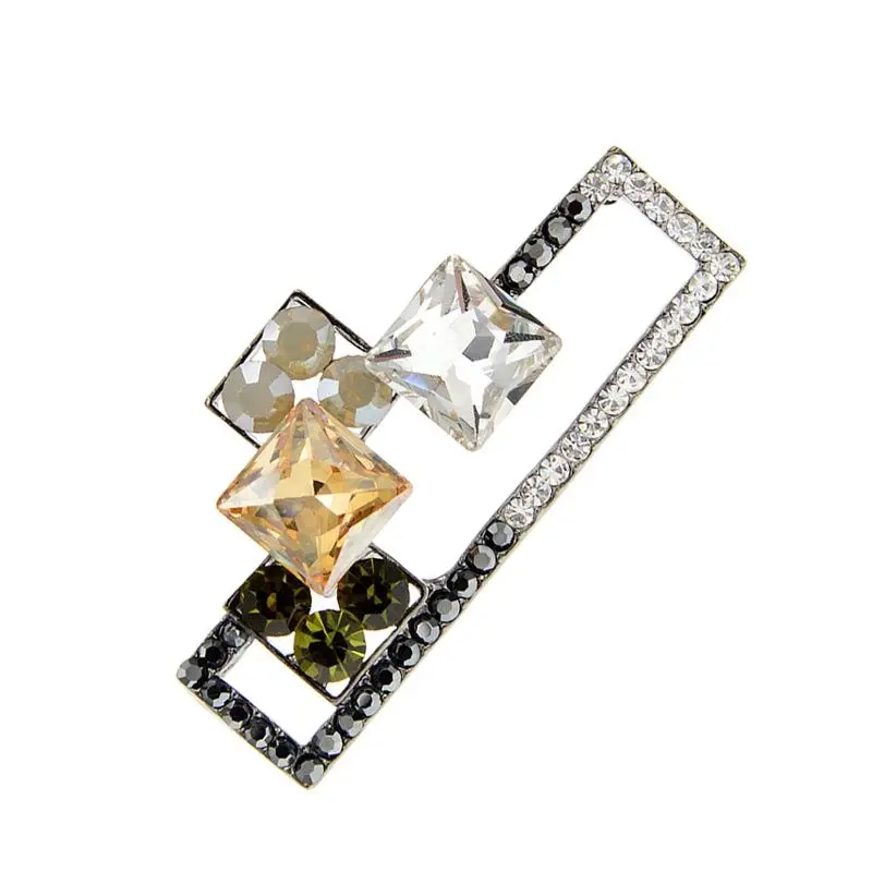 

CINDY XIANG Shining Rhinestone Geomeric Vintage Elegant Brooches For Women High Quality Crystal Pin Coat Jewelry