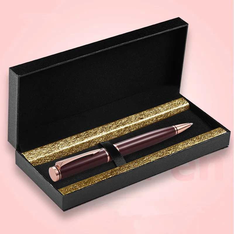 

New Luxury Metal Ballpoint Pen Gift Box 0.5mm Brass Rotating Gel Pen 2020 School Teacher Stationery Supplies Office Accessories