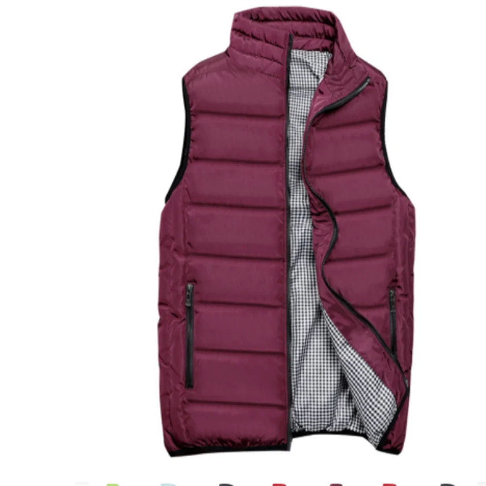 2020 Autumn Wnter New Men's Slim Fit Large Size Cotton Jacket Thick Down Cotton Vest Men's Thermal Vest Candy Color