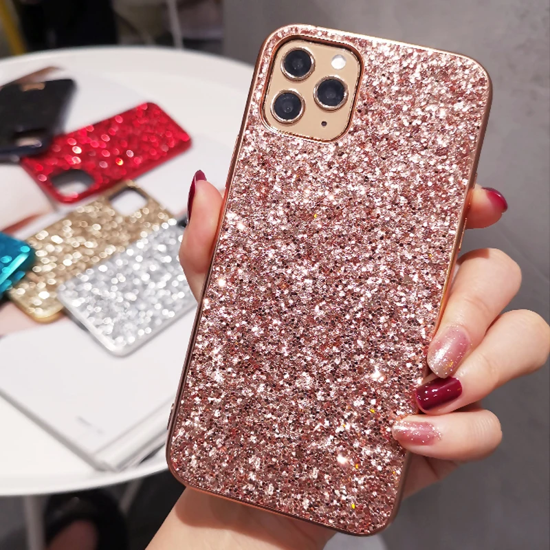 

Bling Glitter Sequins Slim Phone Case For iPhone 13 Pro Max Case Plating For iPhone 11 12 13 X XR XS Max 7 8 Plus Cover Shining