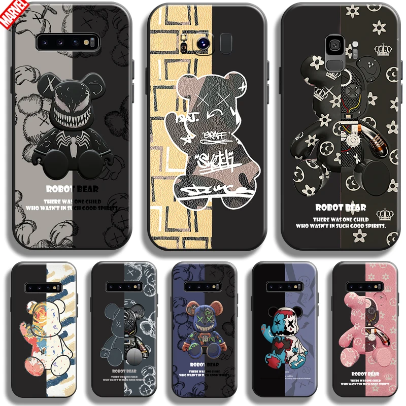 

Fashion Luxury Bear Phone Case For Samsung Galaxy S10 5G S10 S9 S8 Plus S10E S10 Lite Funda Coque Soft Back Black