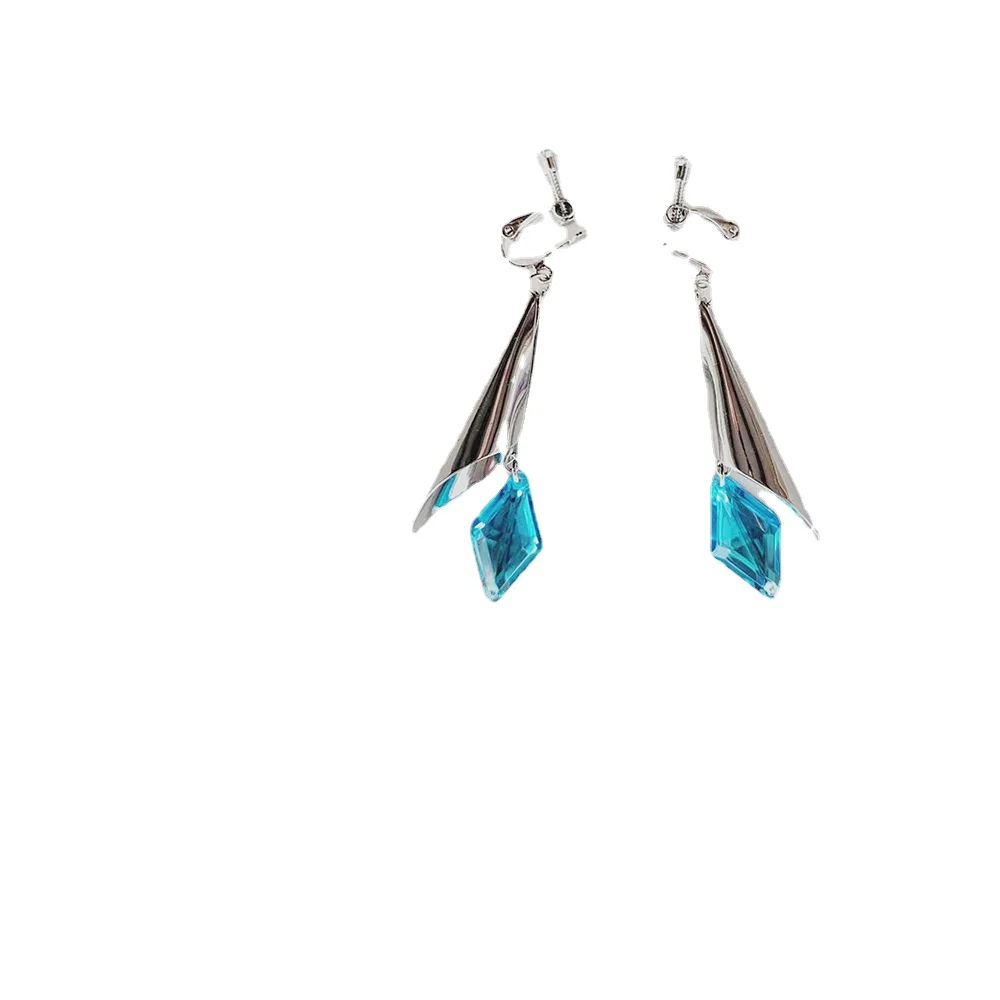 

Anime Game Genshin Impact Earrings Yelan Cosplay Women Ear Clips Blue Pendant Eardrop Jewelry Accessories Ear Hook Gifts