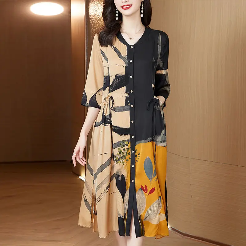 

Heavy Silk Dress Female 2022 Spring And Summer New Dress Female Temperament Foreign Gas, No Shirt Skirt Fashion Silk Skirt