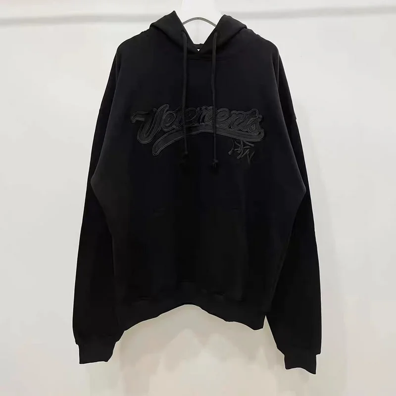 

2022 Vetements Logo Embroidery Women Men Oversized Cotton Sweatshirt Hoodie Hiphop Streetwear Men Hoody Hoodies Pullover VTM