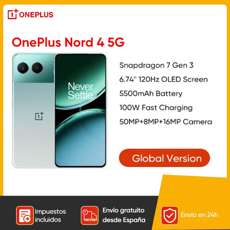 Смартфон 5G OnePlus Nord 4 100 Вт быстрая зарядка Snapdragon 7 Gen 3 6 74 дюйма 120 Гц OLED-дисплей