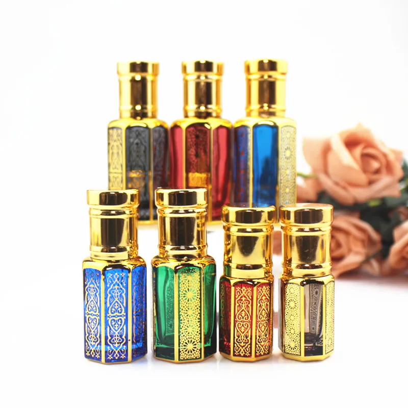 1PC 12ml Colorful Roll On Glass Bottle 3ml 6ml Small Roller Perfume Bottle Essential Oil Container Empty Refillable
