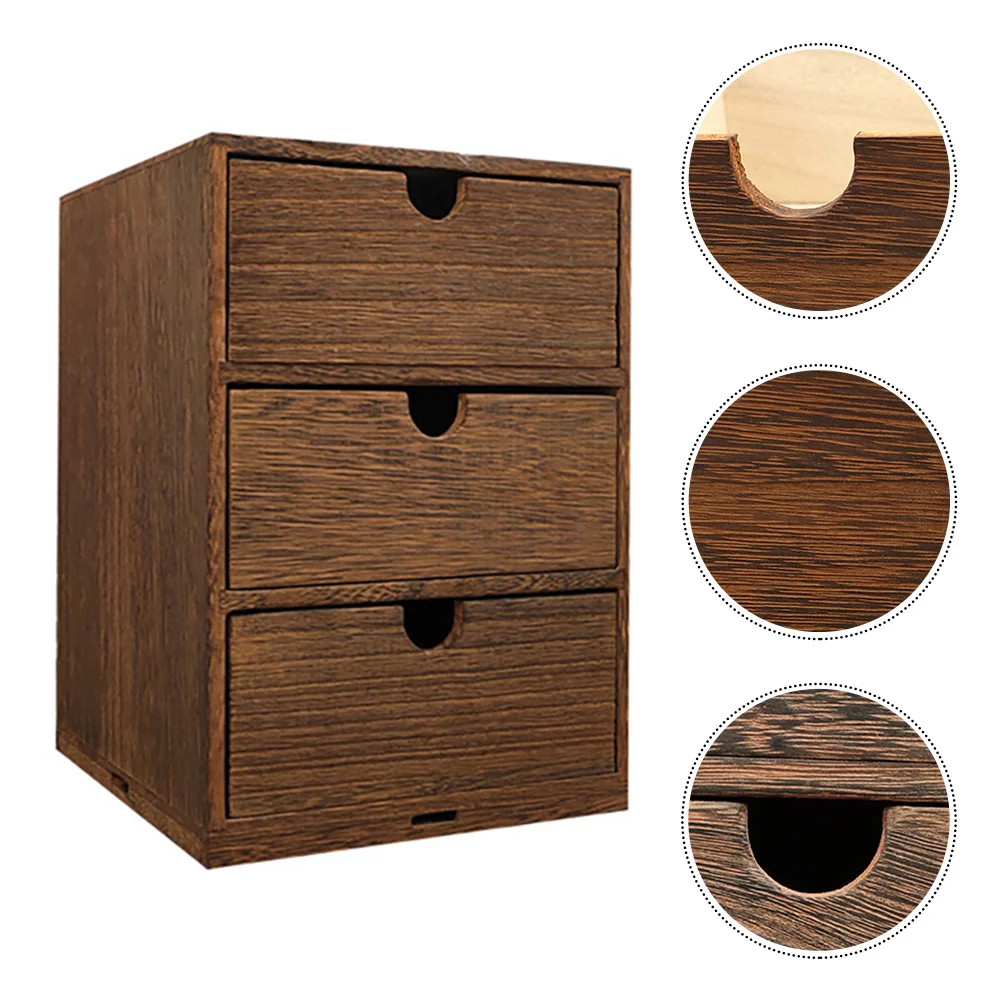 

Wooden Storage Box Multi-layer Drawer Drawers Shelf Organizer Makeup Containers Retro Box Filing cabinets