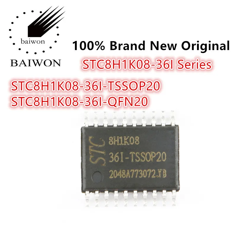 

100%New Original STC8H1K08-36I Series STC8H1K08-36I-TSSOP20 STC8H1K08-36I-QFN20 Microcontroller IC Chip