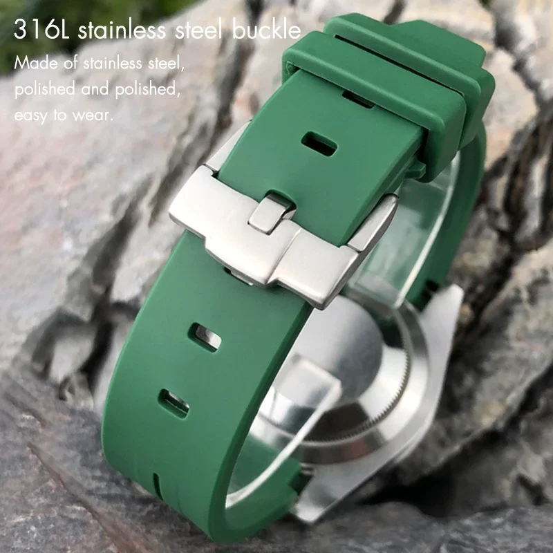 Фото Резиновые ремешки для часов 20 мм 19 мм подходят для Role Submariner GMT Rolex Certina Tissot Seamaster Longines 21 мм 22 мм силиконовый ремешок для часов №3
