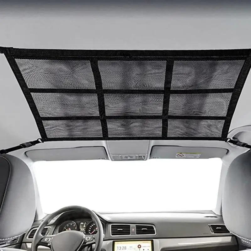 

Car Ceiling Cargo Net Pocket Car Roof Interior Sundries Mesh Adjustable Double-Layer Mesh SUV Roof Organizer For Putting Tent