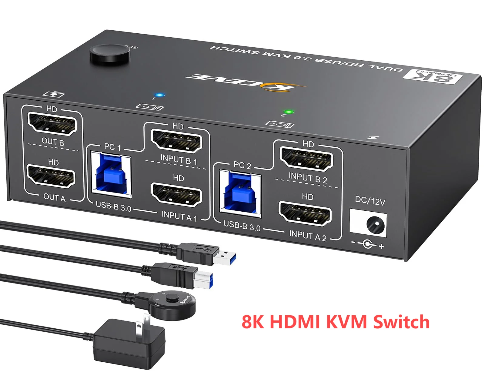 KVM-переключатель 8K HDMI 2 монитора компьютера 4K USB 3 0 двойной монитор для мониторов