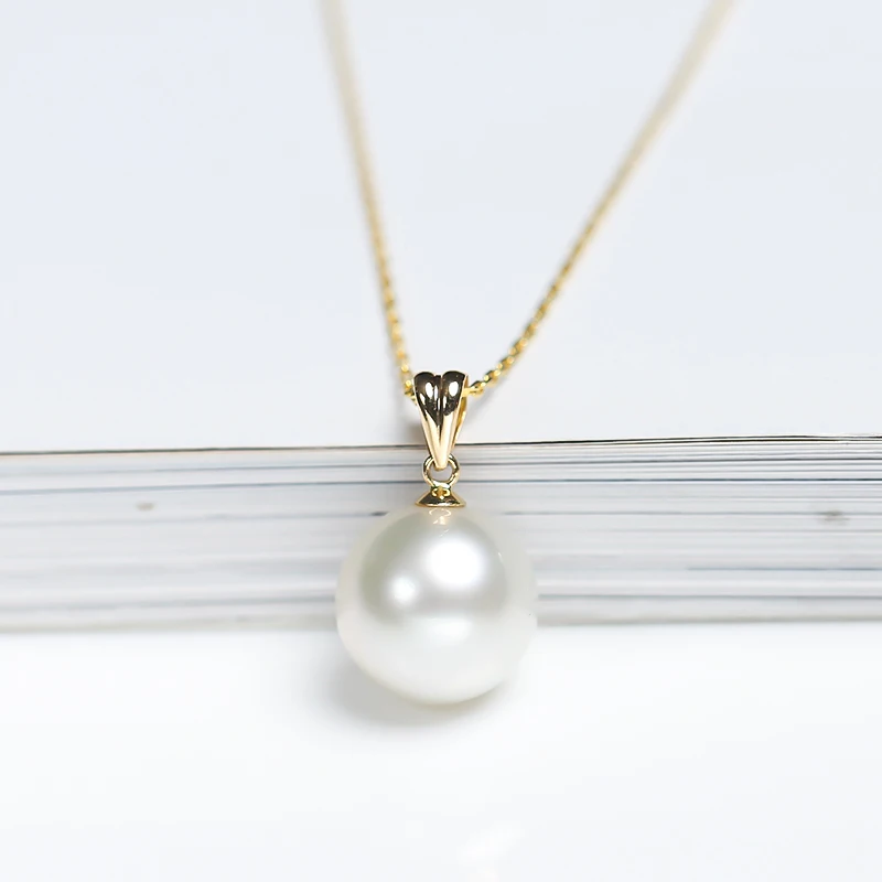 Ожерелье жемчужное круглое из натурального пресноводного золота 18 карат Подарок