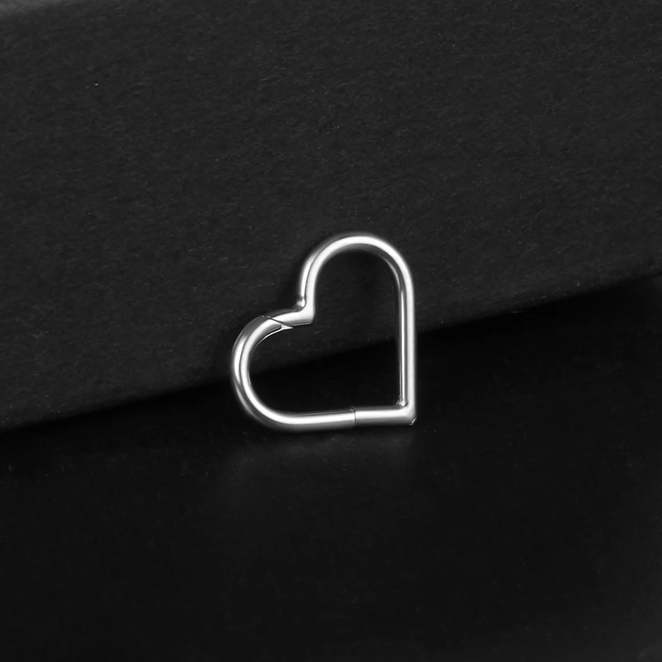 1PC Steel Cute Heart Shape Septum Piercing Hinged Segment Clicker Daith Piercing Nariz Ear Cartilage Tragus Goth Pircing Nez images - 6