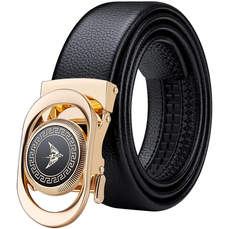 WILLIAMPOLO full-grain leather Brand Belt Men Top Quality Genuine Luxury Leather Belts for Men Strap Male Metal Automatic Buckle