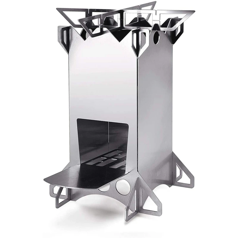 

New Stainless Steel Folding Camping Wood Stove, Lightweigt Portable Collapsible Wood Burning Stove For Backpacking