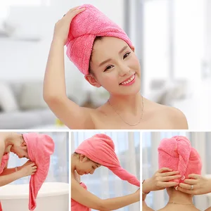 Imported Girl's Hair Drying Hat Quick-dry Hair Towel Cap Hat Bath Hat Microfiber Solid Towel Cap Super Absorp