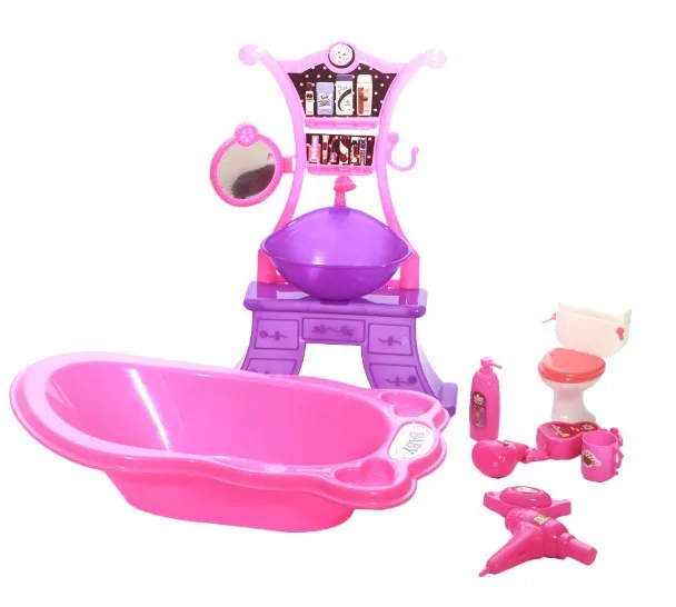 

Симпатичная мебель для ванной комнаты, игровой набор, ванна + комод + моющий инструмент, аксессуар для куклы Барби 1/6, домик, лучший подарок, игрушки для ребенка