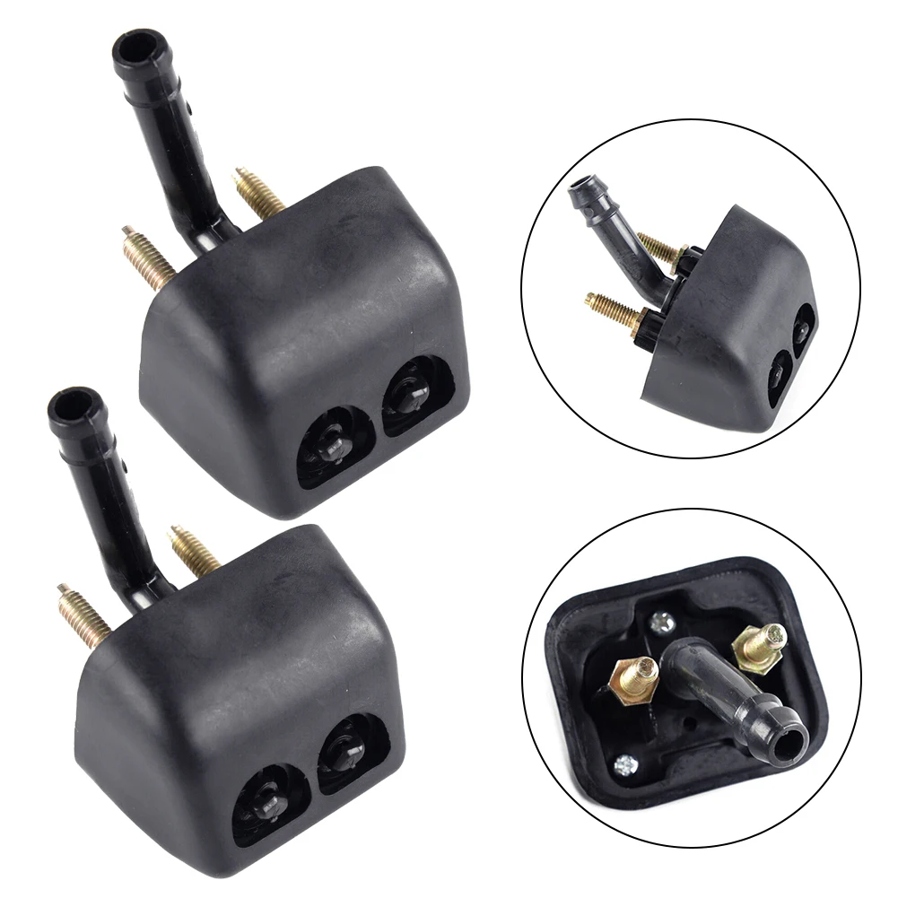 

1 Pair Washer Nozzle Car Exterior Parts 5.8x4.9x4.2cm Black Headlight Lamp MN117091C Plastic & Metal Washer Nozzle