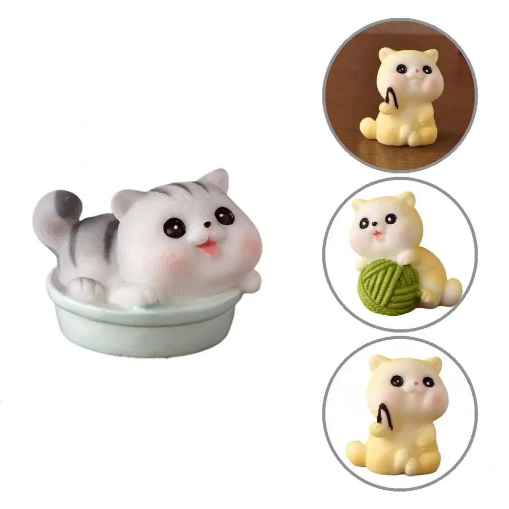

Beautiful Resin Moisture-proof Funny Micro Landscape Cat Figures for Shelf Decor Cat Figurine Kitten Statue