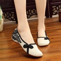 canvas dance shoes loafers women light walking shoe summer breathable dancing sneakers embroidered traditional cloth shoes flats