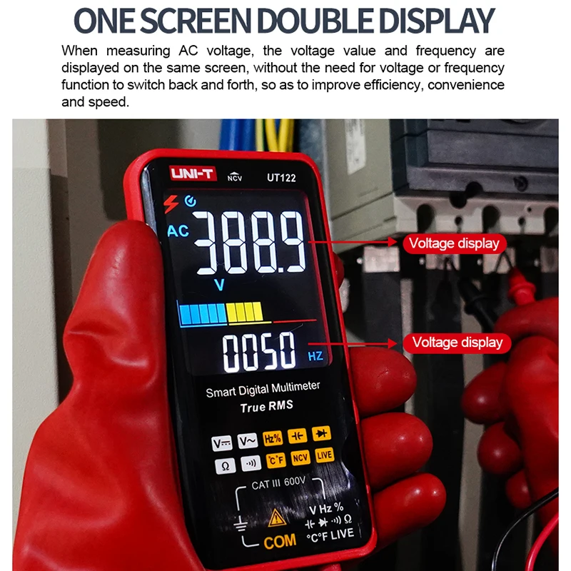 

UNI-T Smart Digital Multimeter UT121A UT121B UT122 600V AC DC Voltmeter True RMS Multimeter NCV Resistance Capacitor Tester Tool