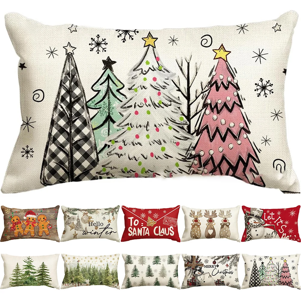 Рождественские подушки для поясницы стильные разнообразные удобные льняные