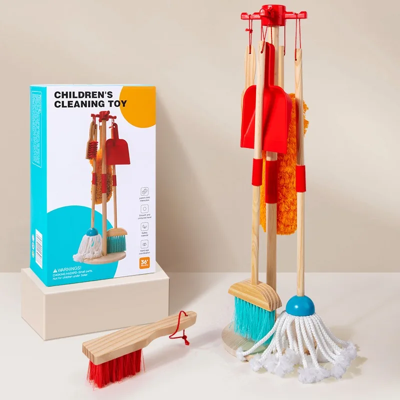 Детский деревянный набор для уборки дома имитация ролевая игра игрушка