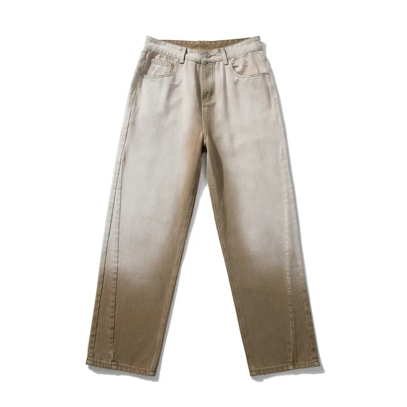 Baggy Jeans Men Fashion Gradient Retro Harajuku Straight Jeans Men Streetwear Hip Hop Loose Denim Pants Mens Trousers S-2XL