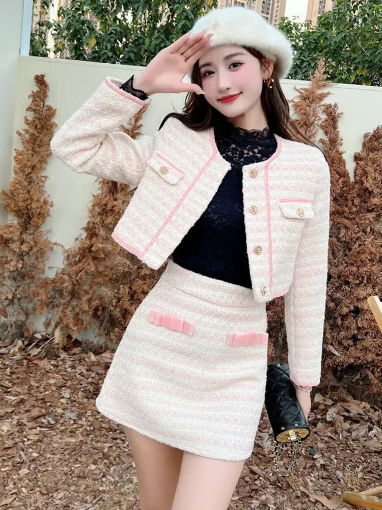 

2022 fall outfits women winter conjuntos de falda Jacket Top Coat+Mini Skirt sets two piece sets womens outifits ensemble femme