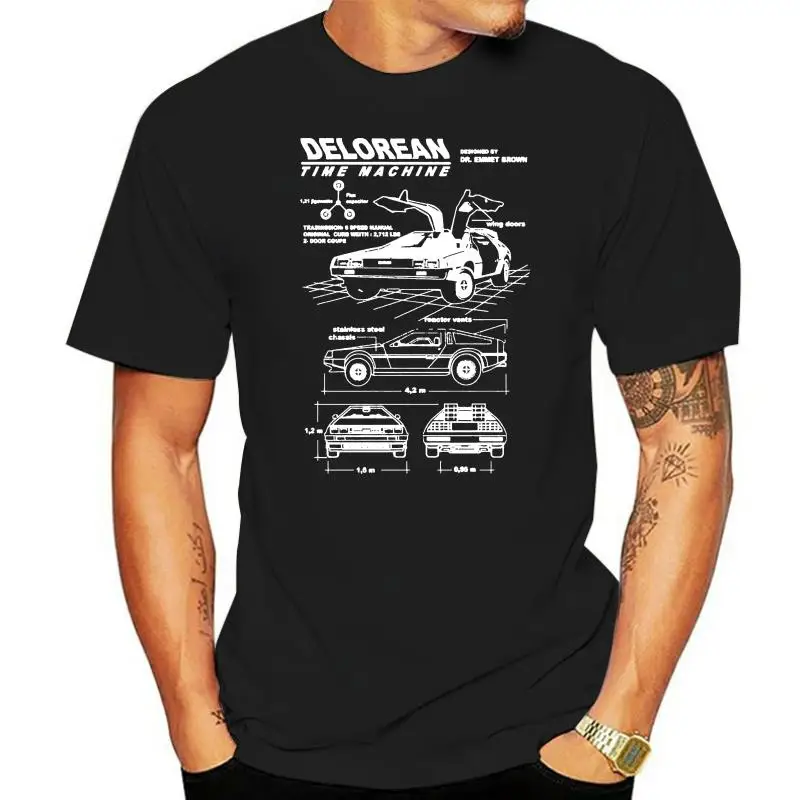 

OFFICIAL Back to the Future DeLorean Blueprint Blue Mens T-Shirt Top (NEW)