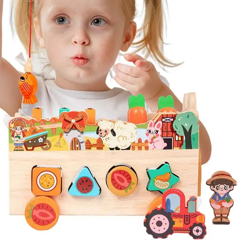 

Shape Sorting Toy Farm Wooden Shape Sorting Orchard Pulling Car Shape Sorting Matching Wooden Montessori Toys For Toddler Boys