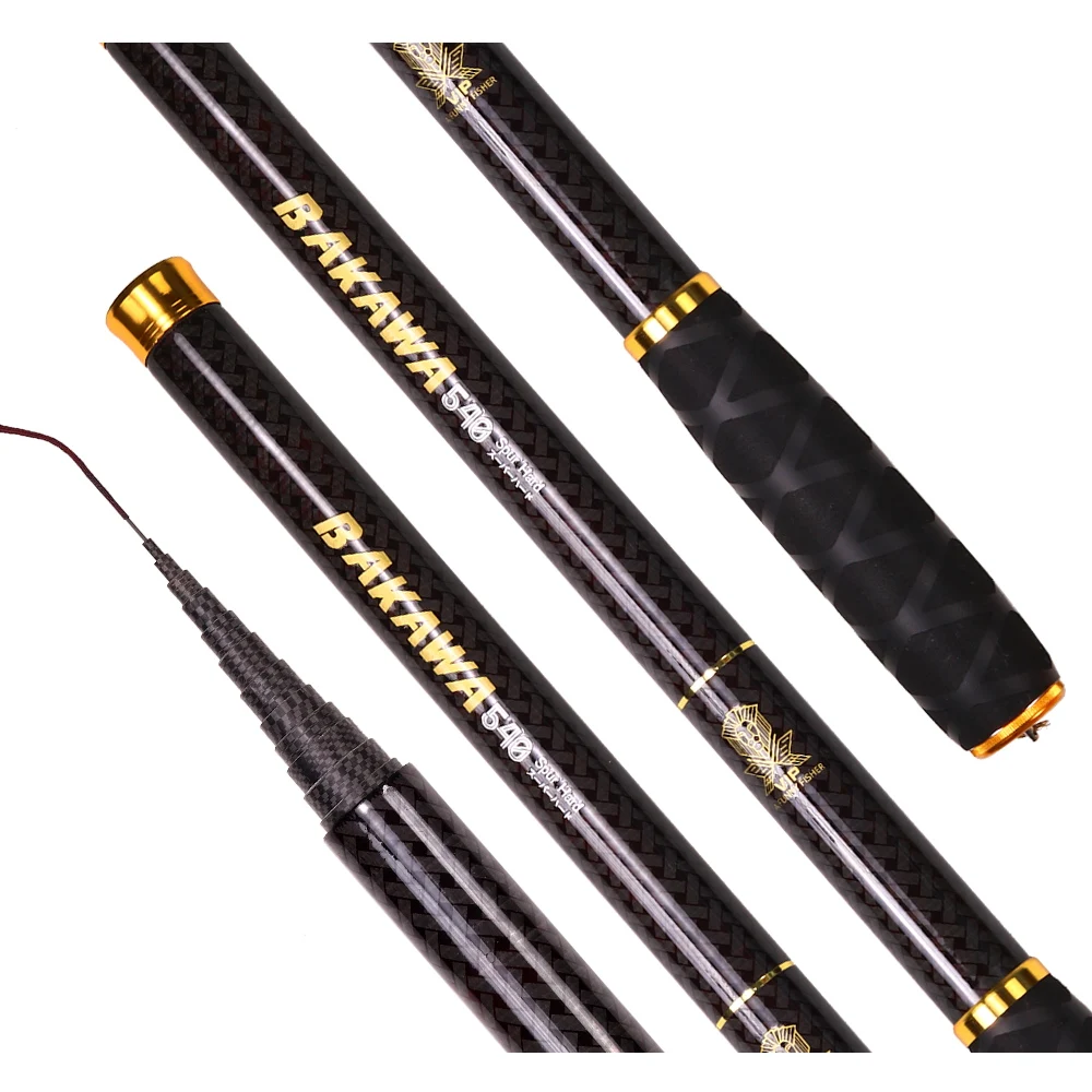 

BAKAWA 5.4M 4.5M 3.6M 2.7M 1.8M Carbon Fiber Fishing Rod Telescopic Ultra-light Hard Pole For Stream Freshwater Pesca