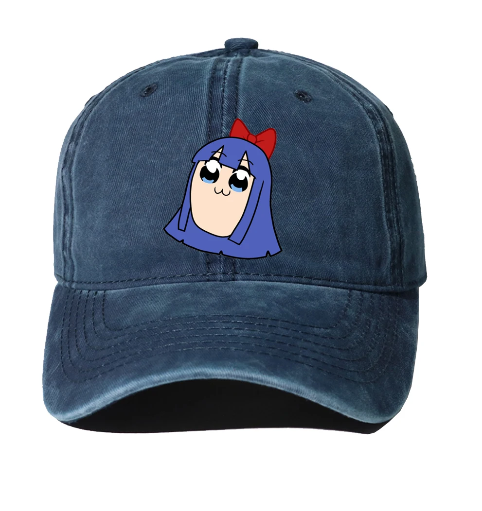 

Teenagers Cartoon Denim Baseball Cap Hats Men Women Cowboy Hats Washed Cotton Hip Hop Cap for anime Pop Team Epic Hat