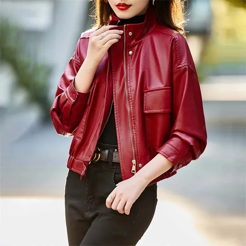 2024 осенняя новая корейская версия легкого спелого воздушного качества кожаное