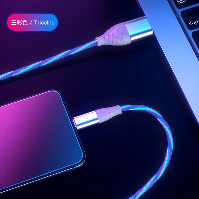 YOCPONO 1 м 3 а кабель для быстрой зарядки PD телефона Huawei светоизлучающие светящиеся