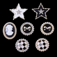 5 pcs alloy checkerboard star heart bag pendant rhinestone button ornaments earrings choker hair bag diy jewelry accessories