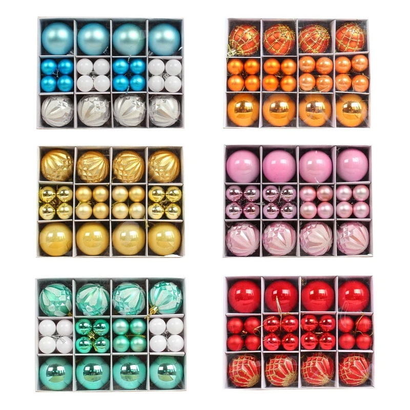 

517E Decorative Hanging Baubles Set w/ Hanging Loop for Holiday Xmas Tree Decoration
