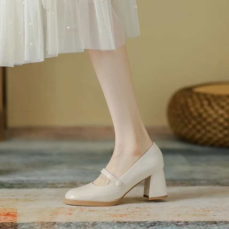 

Туфли-лодочки женские на квадратном каблуке, из ПУ кожи, с круглым носком