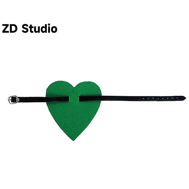 

[ZD Studio] Pu Leather Blue Shaped Woolen Short Belt Personality Women New Tide All-match Spring Autumn 2023