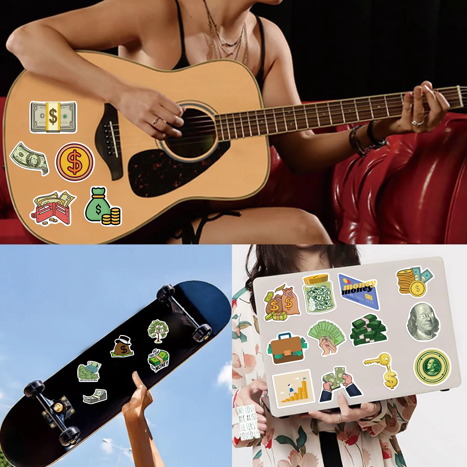 Декоративные наклейки в виде денежных купюр 50 шт