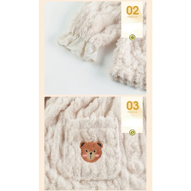 Одежда для сна Famale из кораллового бархата женские осенне-зимние толстые домашние