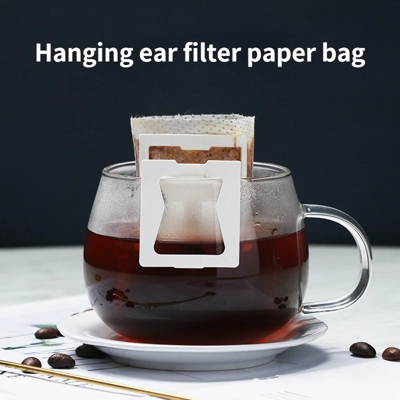 

50Pcs/Packing Disposable Coffee Fliter Bags Portable Hanging Ear Style Coffee Drip Eco-Friendly Office Travel Brew Reusable Tool