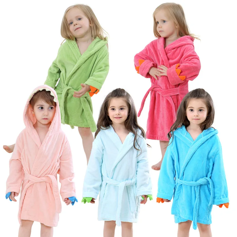 Children's Bathrobe Hooded Cloak Baby Bath Towel 100% Cotton Thick Fabric Dragon Paw Design for Kids 1-6 Years Shower Hoodies