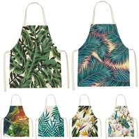 plant style apron for kitchen home cooking apron barista apron leaves flowers pattern home apron ladies gadgets for women bibs