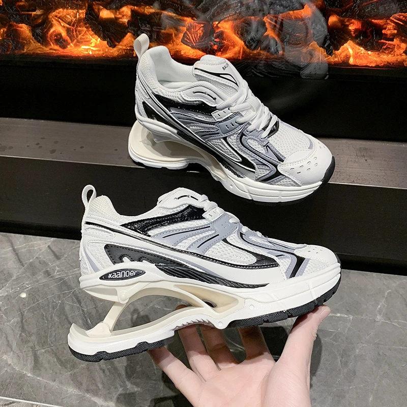 2023 New Women'S Shoes Sneakers Summer Shoes Thick Sole Increased Mesh Breathable Shock Absorption Suspension Leisure