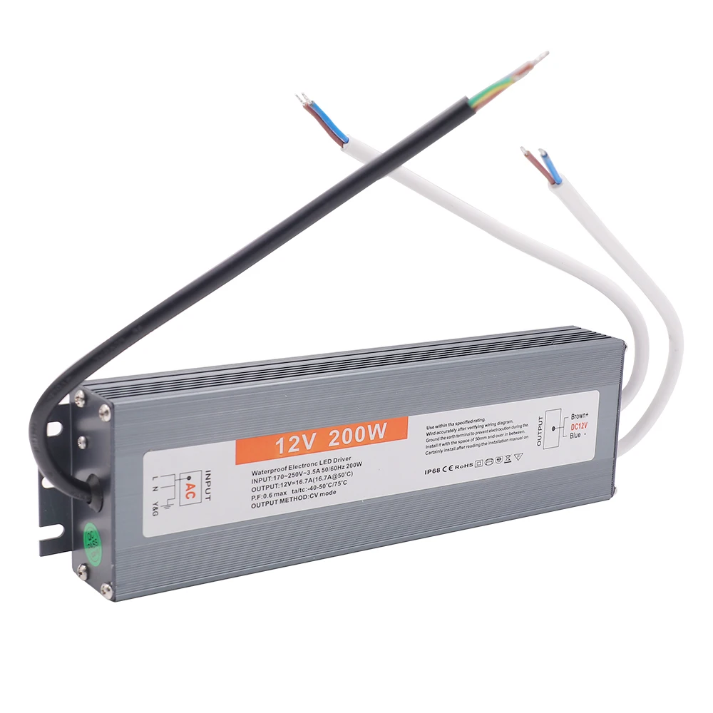 Водонепроницаемый трансформатор освещения адаптер питания постоянного тока 12 В