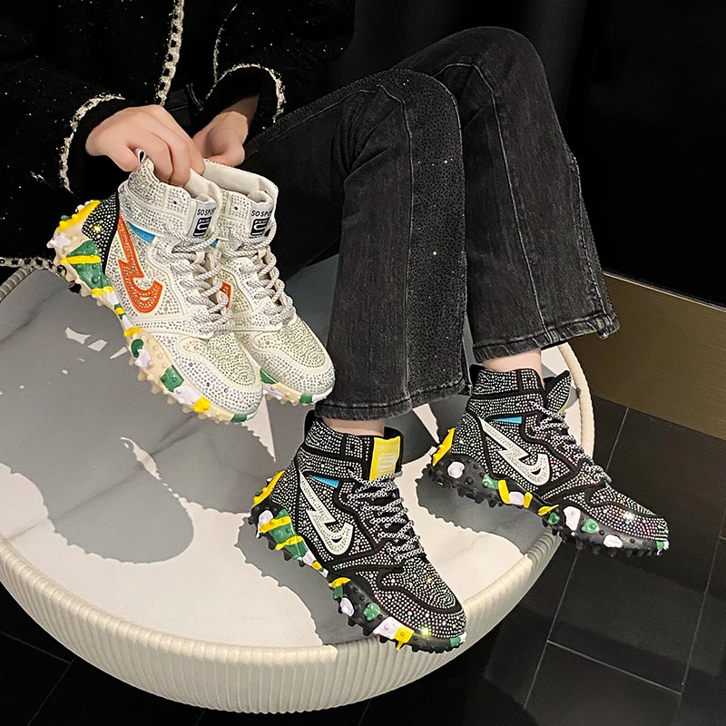 

Кроссовки женские на танкетке, с круглым носком, Осень-зима